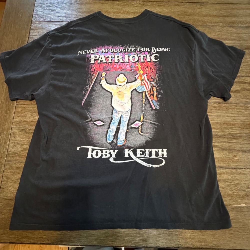 Toby Keith Patriotic Country Music Graphic T-Shirt Black Mens 2XL Delta USA Made